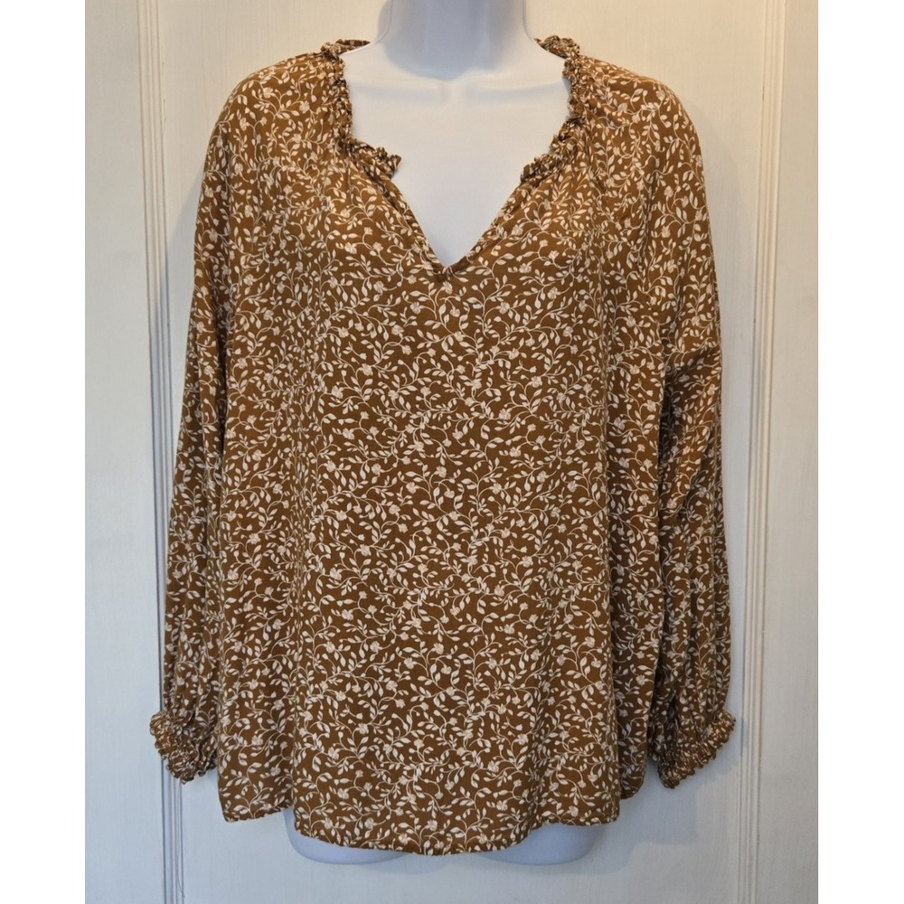 Old Navy Women's Lightweight Casual Floral Long Sleeve Top V-neck Size Large